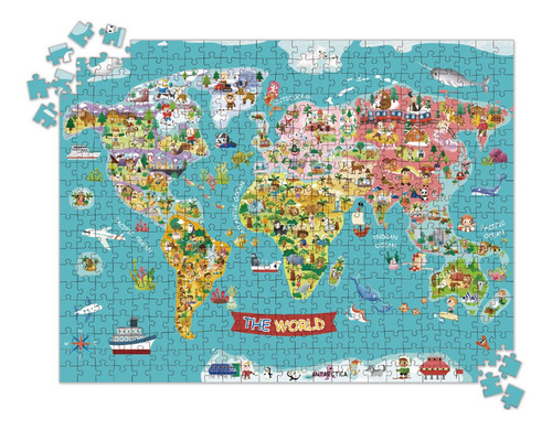 Imagen 1 de 3 de Puzzle Mapa Del Mundo 500pcs Para Niños