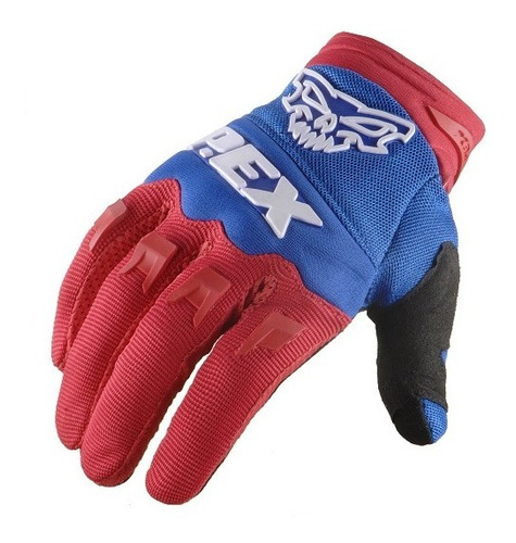 Guantes Cross Enduro Moto Bici Mtb Antideslizante Full Fas Color Azul/Rojo Talle L