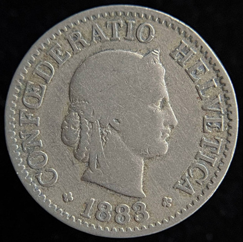 Suiza, 10 Rappen, 1883. Vf-