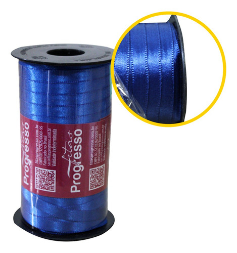 1 Rolo Com 100mts De Fita De Cetim N°1 - 7mm Azul Royal