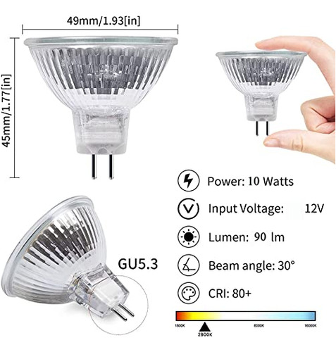 Bombillas Halógenas Edearkar, Lámpara Halógena Mr16, 12 Volt