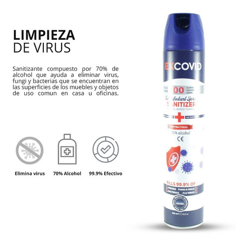 Imagen 3 de 5 de Spray Desinfectante En Aerosol Antibacterial Casa Oficina