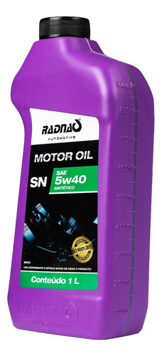 Óleo Motor Radnaq Sae 5w40 Api Sn Sintético 1 Litro