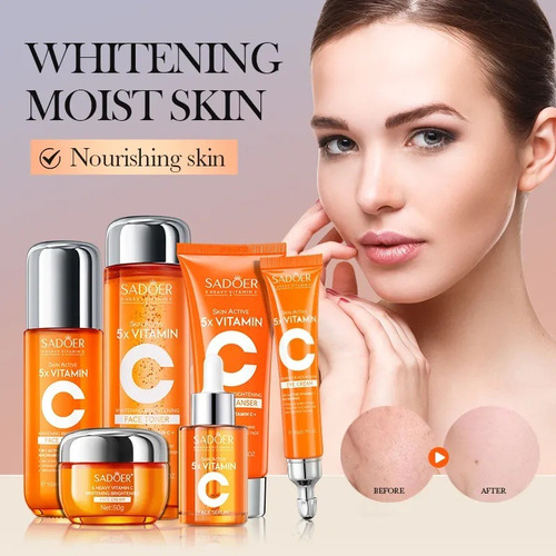 Kit Vitamina C 5x Sadoer Facial Aclarante Hidratante 6 En 1 Todo Tipo De Piel Día/noche