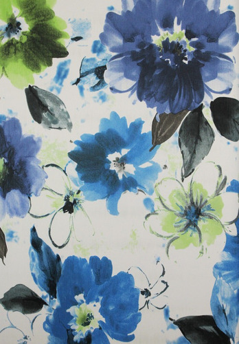 Imagen 1 de 3 de Papel Tapiz Flores Azules Y Verdes Estilo Vintage