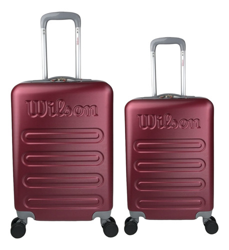 Kit Malas De Viagem M E P Abs Rodas 360° Cadeado Wilson Cor Vinho