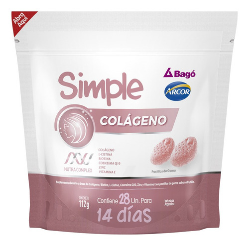 Simple Bagó Colágeno + Coenzima Q10 + Zinc X 28 Gomitas