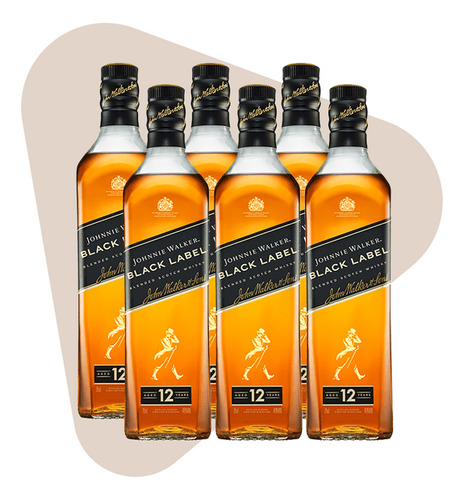 Whisky Johnnie Walker Black Pack 6unid Envío Gratis 