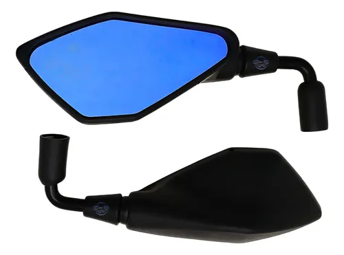 Retrovisor Z400 Fixo 90° Rosca Honda Haste Curta Lente Azul