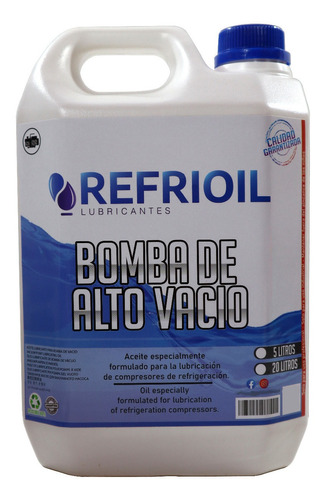 Aceite Para Bomba De Vacio Refrioil 5 Litros Refrigeracion