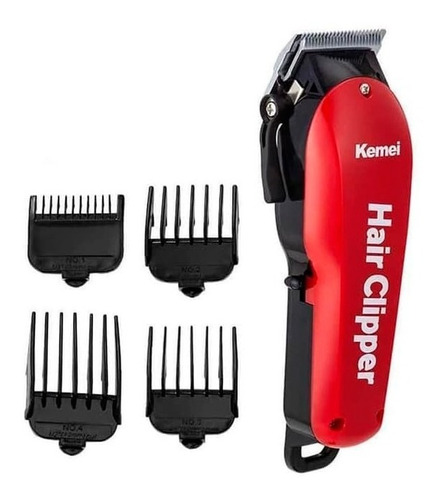 Máquina Profissional De Cortar Cabelo Kemei Km-707z Cor Vermelho