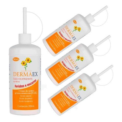 Óleo Cicatrizante De Girassol Dermaex 200ml - 3 Unidades