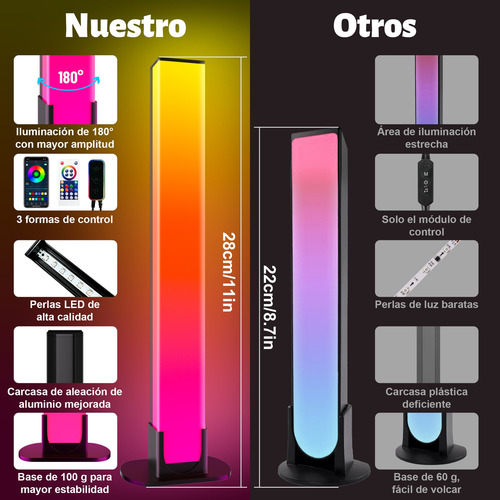 Barra De Luz Led Rgbic 30cm Bluetooth Escritorio Lámparas