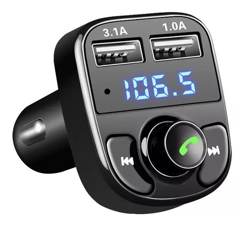 Transmisor Bluetooth Fm Auto Manos Libres Cargador 2 Usb