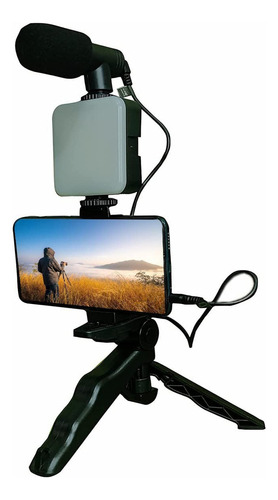 Estabilizador Celular C/ Luz Y Micrófono Bluetooth Calidad Color Negro