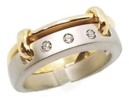 Anillo Oro 18k Laminado Mujer Doble Combinado Con Cristales