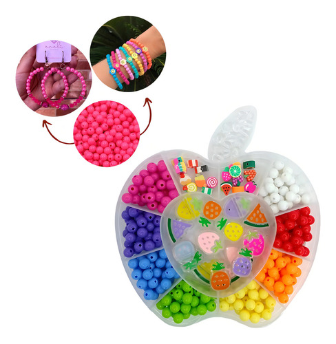 Kit Criativo De Miçangas 8mm Com Maleta P/ Fazer Pulseiras Comprimento 6 Mm Cor Colorido Diâmetro 1 Mm