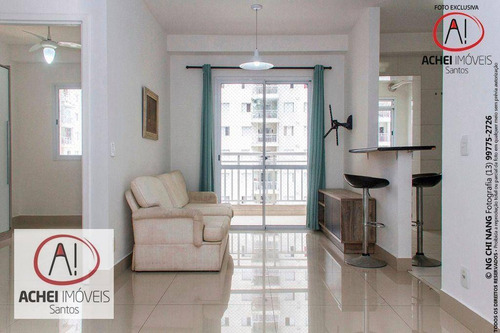 Imagem 4 de 30 de Apartamento Com 2 Dormitórios, Sala Com Sacada, Lazer Completo, 1 Vaga À Venda, 64 M² Por R$ 455.000 - Marapé - Santos/sp - Ap10953