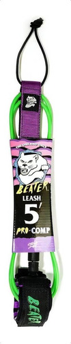 Leash Catch Surf Beater Pro, 5 x 5 mm/5 pies con doble giro, color verde y morado