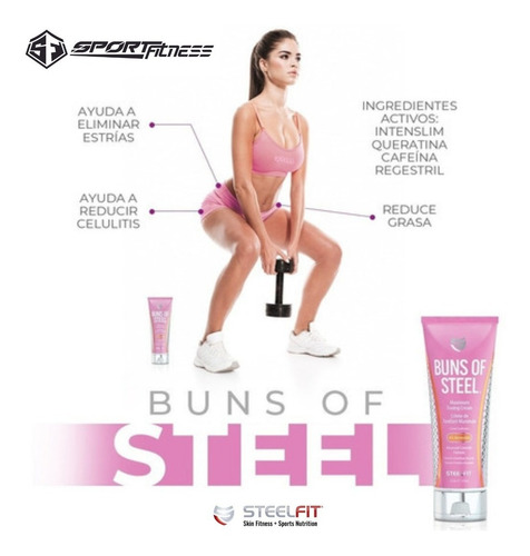 Buns Of Steel Crema Reductora De Celulitis 237 Ml Steelfit