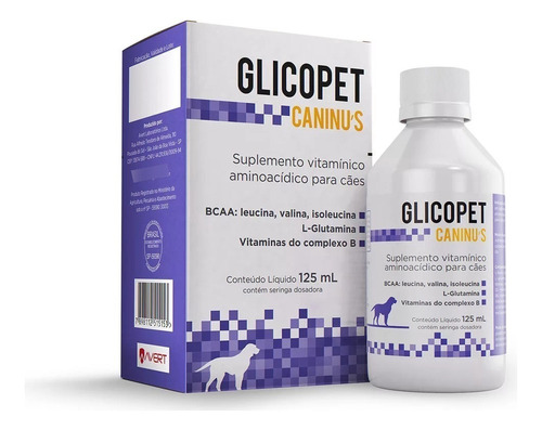 Avert Glicopet Caninus 125ml Otc Cães Suplemento Vitaminico 