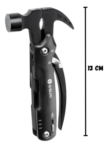 Martillo Multi Herramienta 12 En 1 Para Acampar Con Bloqueo Negro