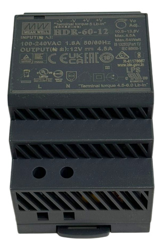Fuente De Poder 12vdc / 4.5amp Hdr-60-12 - Mean Well -