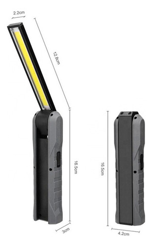 Luz De Trabajo Usb Portátil Plegable 4 Modos Cob Linterna