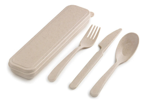 Aleissi Set Cubiertos Cuchara Tenedor Cuchillo Portatil Lunc Color Beige