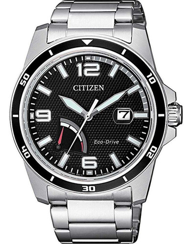 Relógio Citizen Masculino Eco-drive Tz31196t / Aw7035-88e Cor da correia Prata Cor do bisel Preto Cor do fundo Preto