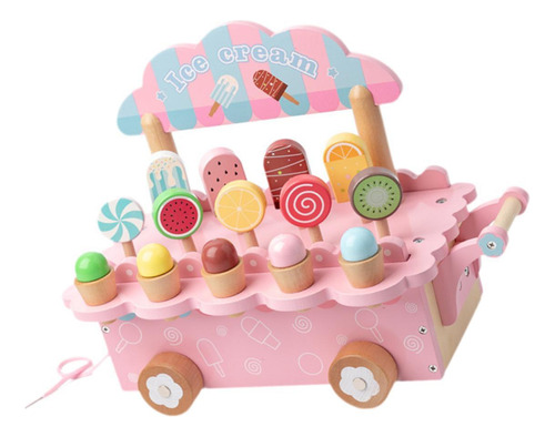 Carrito De De Madera Juego De Mostrador De Juego De Rosa