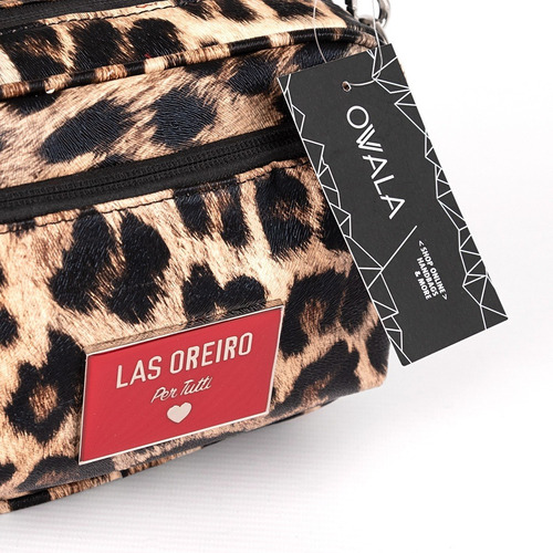 Imagen 4 de 6 de Cartera Bandolera Mujer Las Oreiro Animal Print Simil Cuero