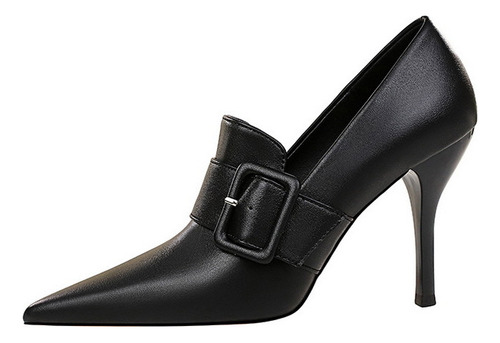 Moda Zapatos Tacón Hebilla De Cinturón Para Mujer De Gama