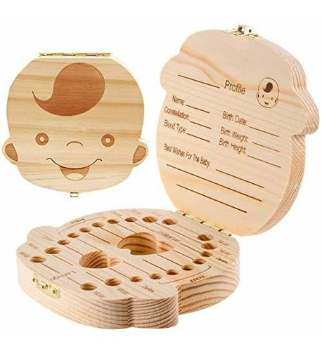 Recién Nacido - Baby Tooth Keepsake Box, Wooden Tooth Fairy 