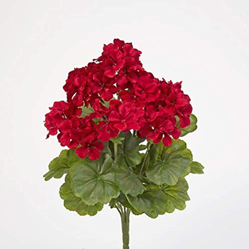 Arbusto De Geranio Rojo De 17 Pulgadas, Flores Artificiales