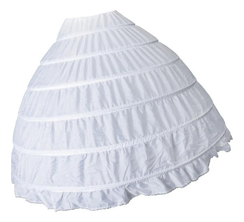 Vestido Longo Branco Vintage Com 6 Argolas Saia De Crinoline