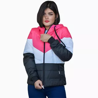 Campera Inflable De Mujer Con Polar Y Capucha Oferta