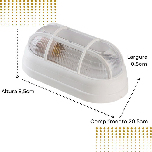 Luminária Arandela Tartaruga OPL externa com grade E27 branca