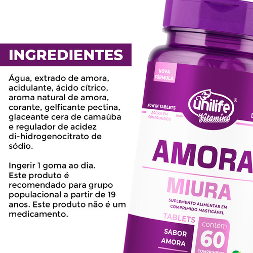 Amora Unilife, Com Vitamina E/d/b12 60 Comp. Mastigáveis