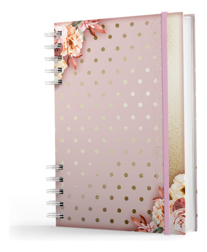 Nisti Print Coleção Floral Caderno Anotações 100 folhas  pautadas 21cm x 15cm cor rosa