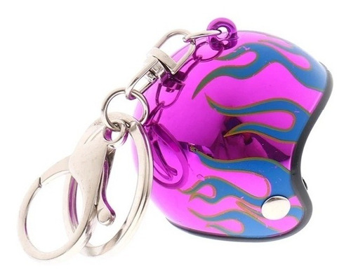 Llavero Casco Fucsia Flamas