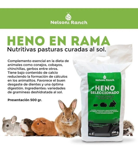 Imagen 6 de 10 de Alfalfa / Heno En Rama 500g Para Cobayo Conejo Nelsoni Ranch