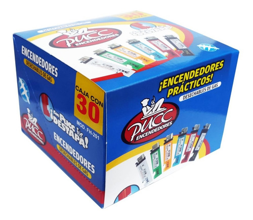 12 Cajas Con 30 Encendedor De Gas C/destapador En 6 Colores