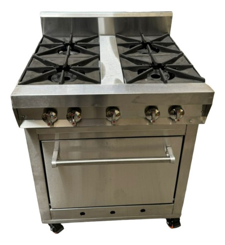 Cocina Industrial 4 Hornillas Con Horno Y Gratinador Acero