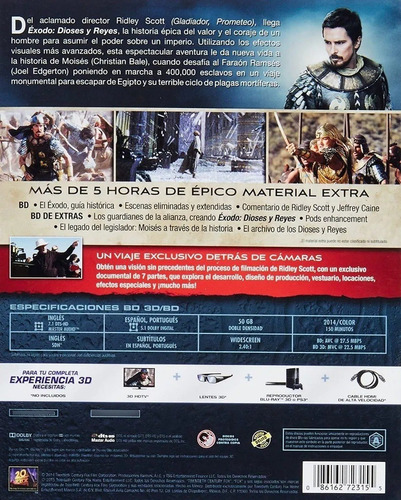 Éxodo Dioses Y Reyes - Pelicula Bluray 3d + Bluray