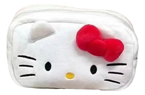 Estuche Cosmetiquero De Felpa Hello Kitty Forrado Por Dentro