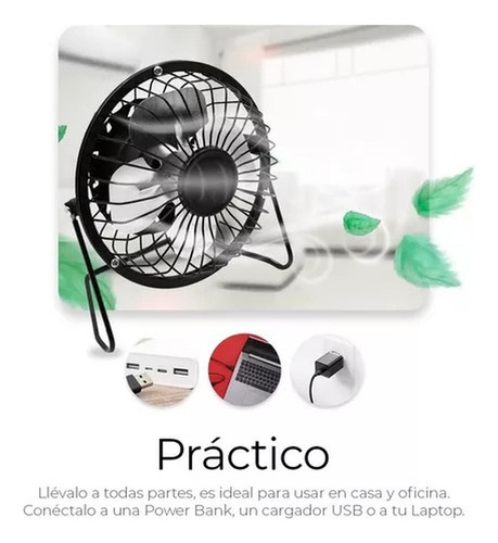 Ventilador De Escritorio Usb Pequeño Aspas De Metal Adir 4 P