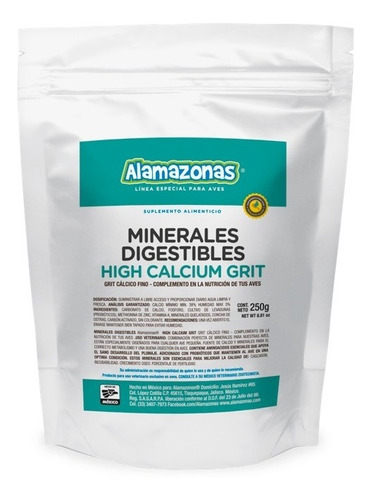 Minerales Digestibles High Calcium Grit Calcio 250g Aves