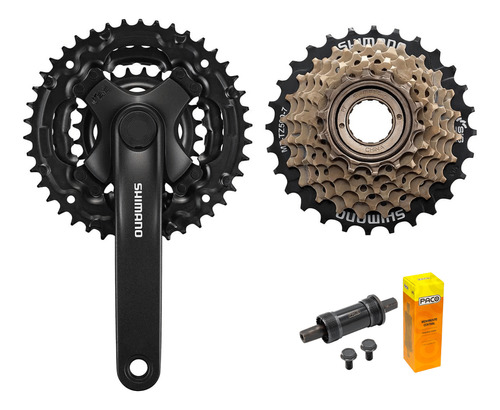 Kit Pedivela Shimano + Movimento Central + Catraca Shimano