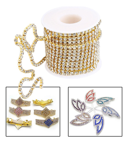 Vestido De Traje De Cadena De Diamantes De Imitación Dorado